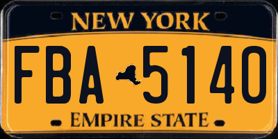 NY license plate FBA5140