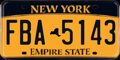 NY license plate FBA5143