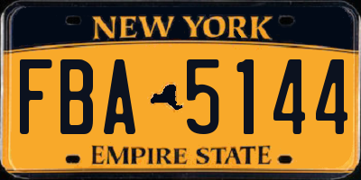 NY license plate FBA5144