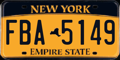 NY license plate FBA5149