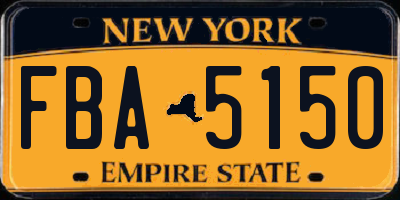 NY license plate FBA5150