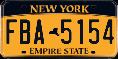 NY license plate FBA5154