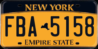 NY license plate FBA5158
