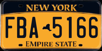 NY license plate FBA5166