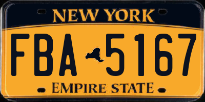 NY license plate FBA5167