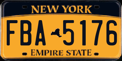 NY license plate FBA5176