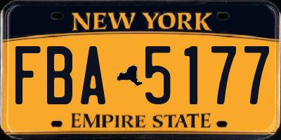 NY license plate FBA5177