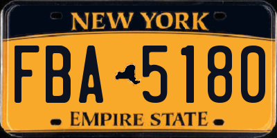 NY license plate FBA5180