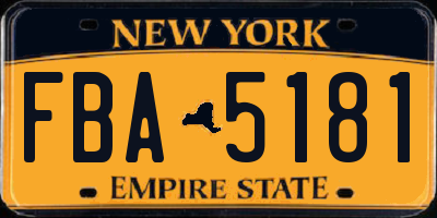 NY license plate FBA5181