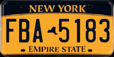 NY license plate FBA5183