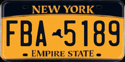 NY license plate FBA5189