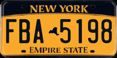 NY license plate FBA5198