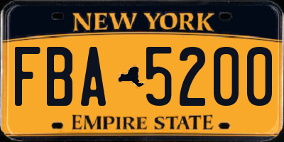 NY license plate FBA5200