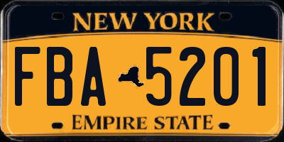 NY license plate FBA5201