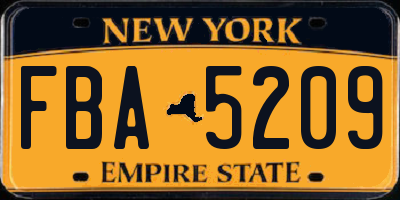 NY license plate FBA5209
