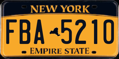NY license plate FBA5210
