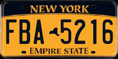 NY license plate FBA5216