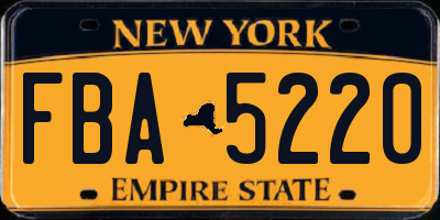 NY license plate FBA5220