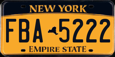 NY license plate FBA5222