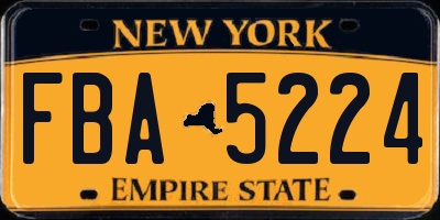 NY license plate FBA5224