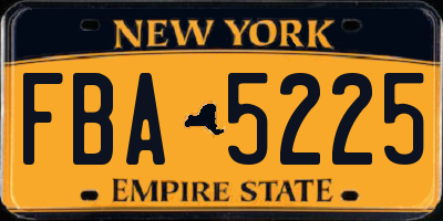 NY license plate FBA5225