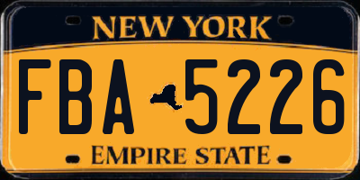 NY license plate FBA5226