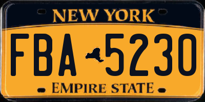 NY license plate FBA5230