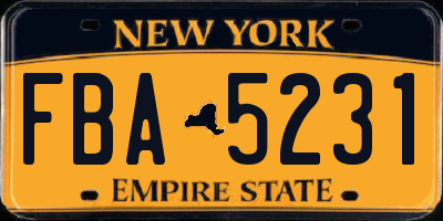 NY license plate FBA5231