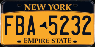 NY license plate FBA5232