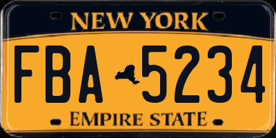 NY license plate FBA5234