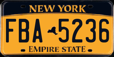 NY license plate FBA5236