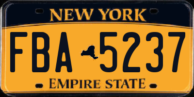 NY license plate FBA5237