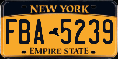 NY license plate FBA5239