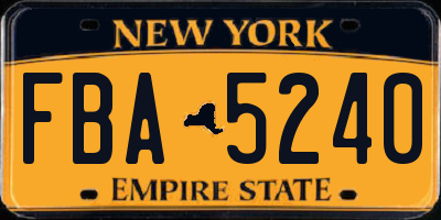 NY license plate FBA5240