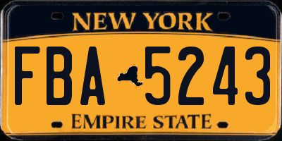 NY license plate FBA5243