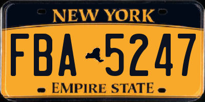 NY license plate FBA5247