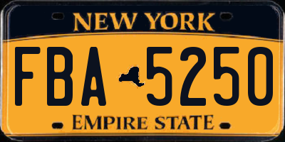 NY license plate FBA5250