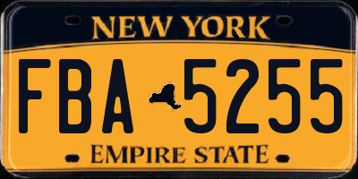 NY license plate FBA5255