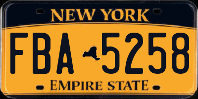 NY license plate FBA5258