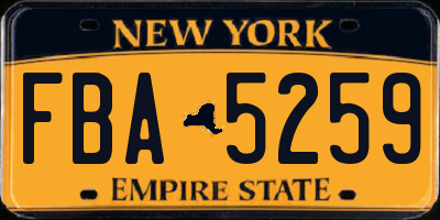 NY license plate FBA5259