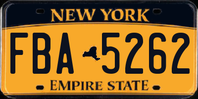 NY license plate FBA5262