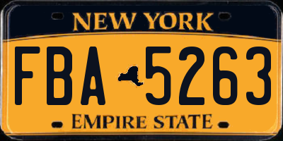 NY license plate FBA5263