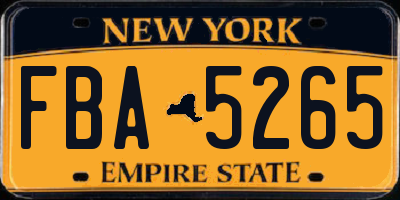 NY license plate FBA5265