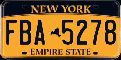 NY license plate FBA5278
