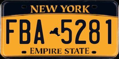 NY license plate FBA5281