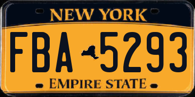 NY license plate FBA5293