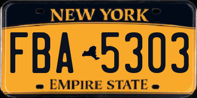 NY license plate FBA5303