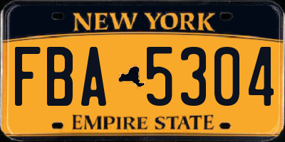 NY license plate FBA5304