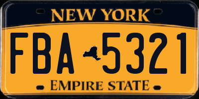 NY license plate FBA5321