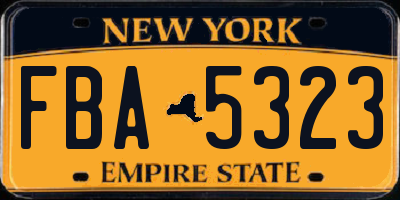 NY license plate FBA5323